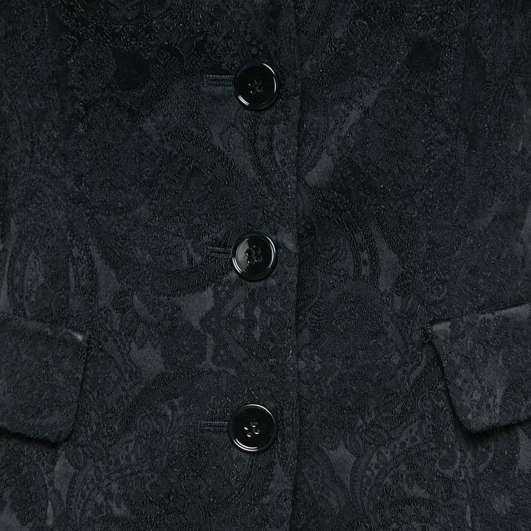 Pre Owned Dolce & Gabbana Black Jacquard Single Breasted Blazer S