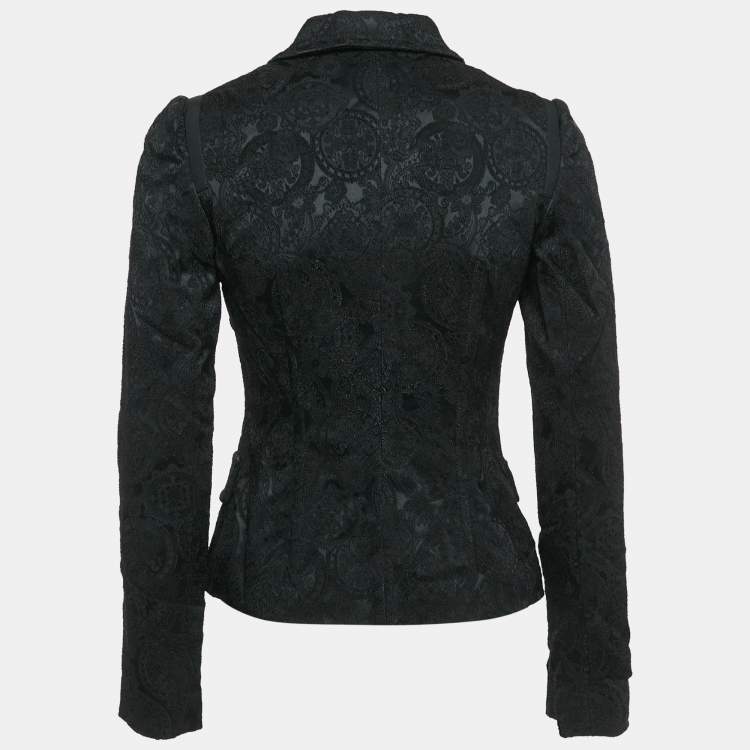 Pre Owned Dolce & Gabbana Black Jacquard Single Breasted Blazer S