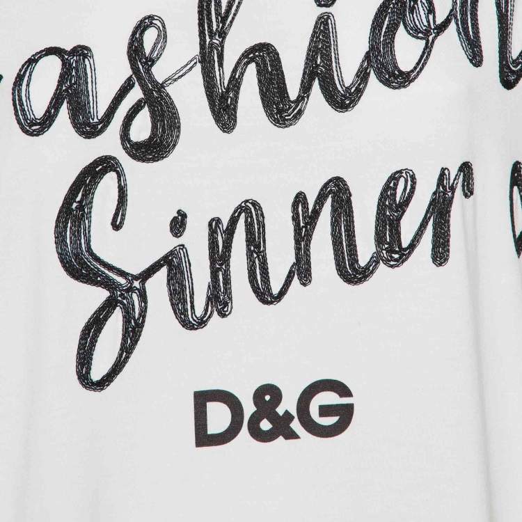 Pre Owned Dolce & Gabbana Monochrome Cotton Lace Trim Tunic M