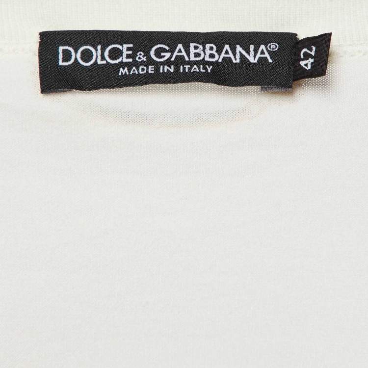 Pre Owned Dolce & Gabbana White L'amore e Bellezza Print Cotton Sleeveless T-Shirt M