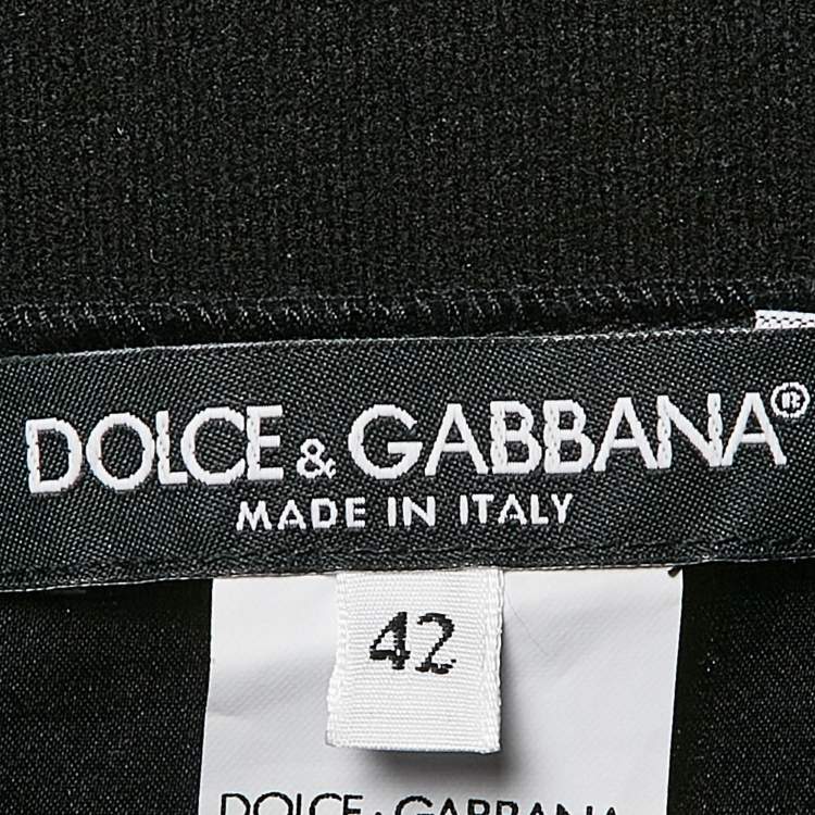 Pre Owned Dolce & Gabbana Black/Multicolor Floral Print Jacquard Pencil Skirt M