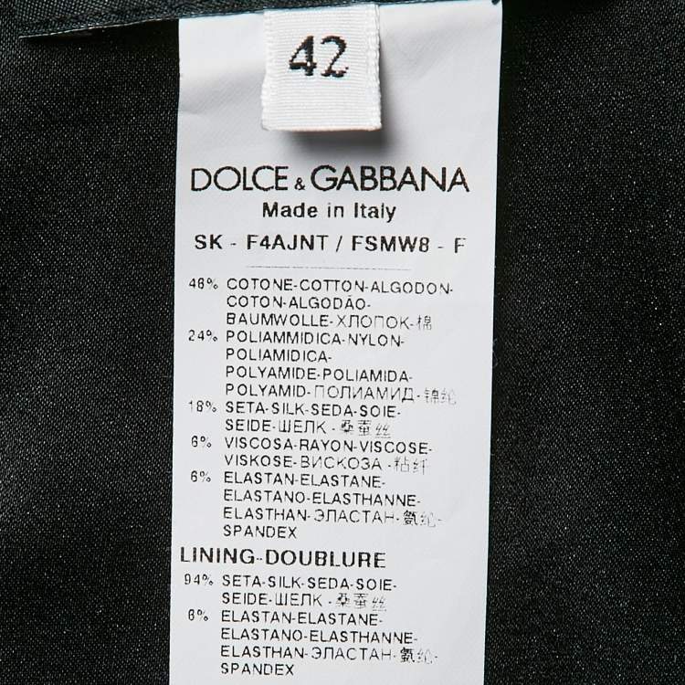 Pre Owned Dolce & Gabbana Black/Multicolor Floral Print Jacquard Pencil Skirt M