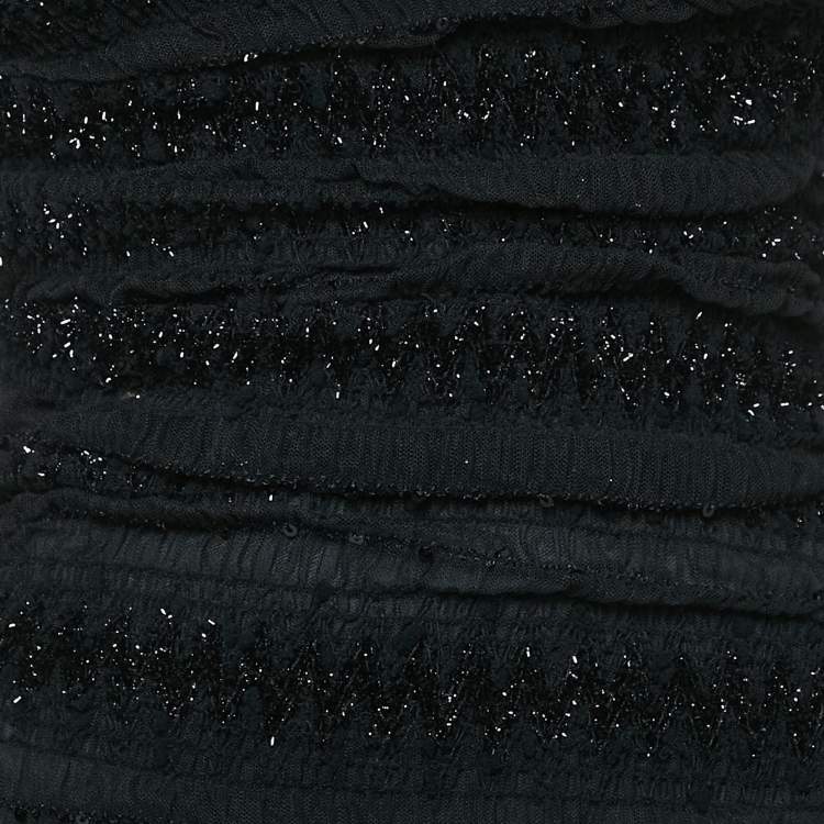 مملوكة مسبقًا Dolce & Gabbana Black Sequin Tulle Ruched Midi Dress M