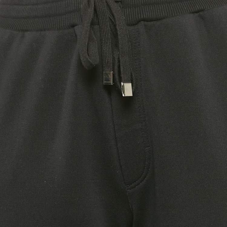 Pre Owned Dolce & Gabbana Black Cotton Knit Drawstring Sweatpants L