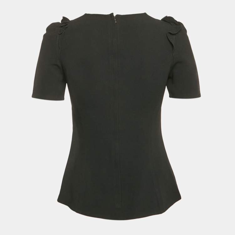 Pre Owned Dolce & Gabbana Black Crepe Ruffled Top S