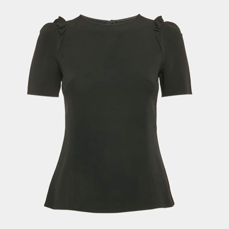 Pre Owned Dolce & Gabbana Black Crepe Ruffled Top S