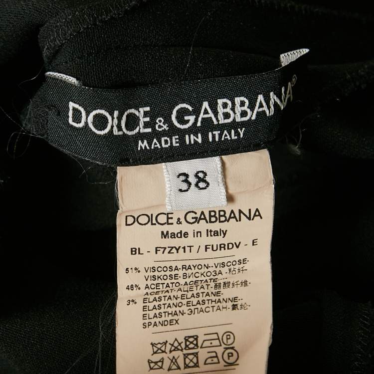 Pre Owned Dolce & Gabbana Black Crepe Ruffled Top S