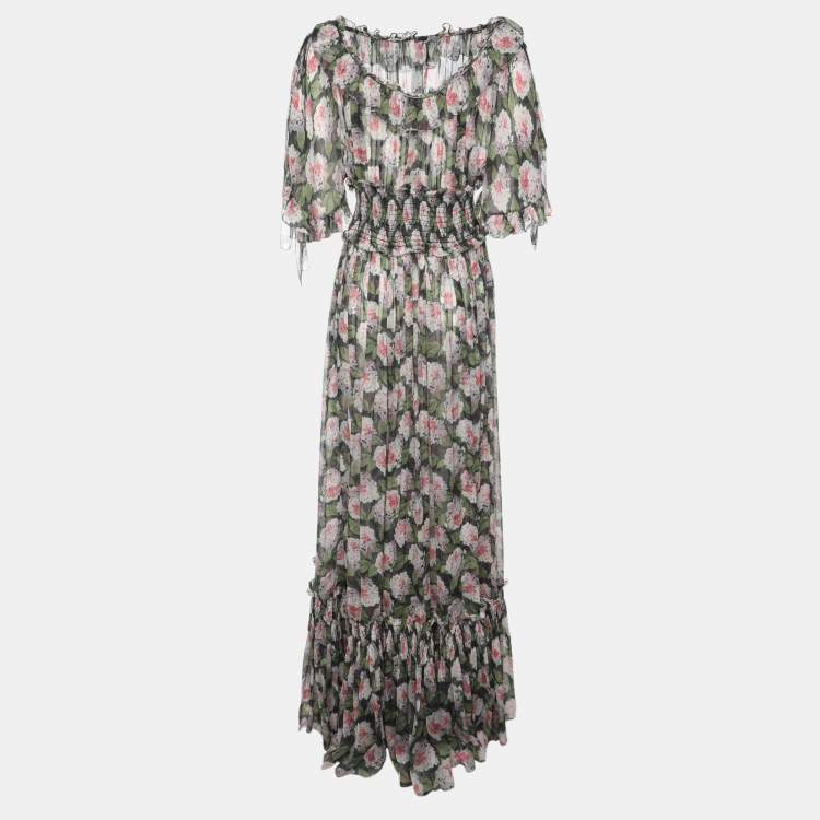 Pre Owned Dolce & Gabbana Multicolor Floral Print Silk Maxi Dress M