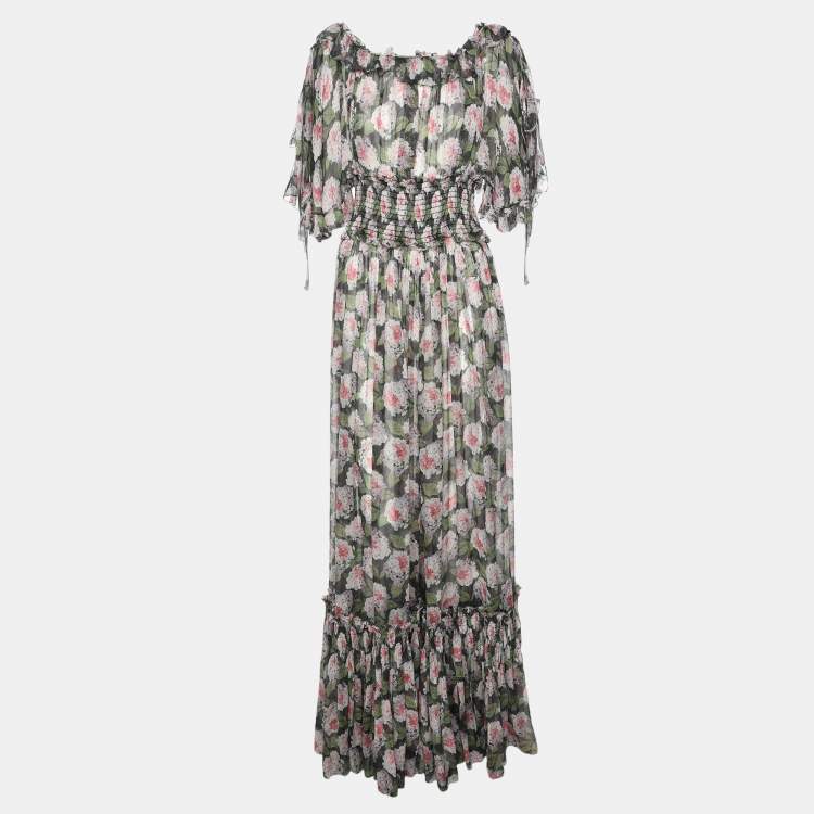 Pre Owned Dolce & Gabbana Multicolor Floral Print Silk Maxi Dress M