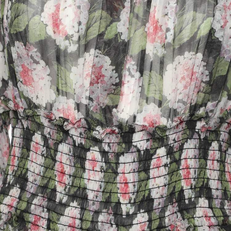 Pre Owned Dolce & Gabbana Multicolor Floral Print Silk Maxi Dress M