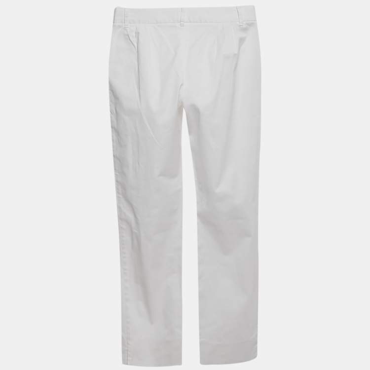 Pre Owned Dolce & Gabbana White Cotton Skinny Pants XS
