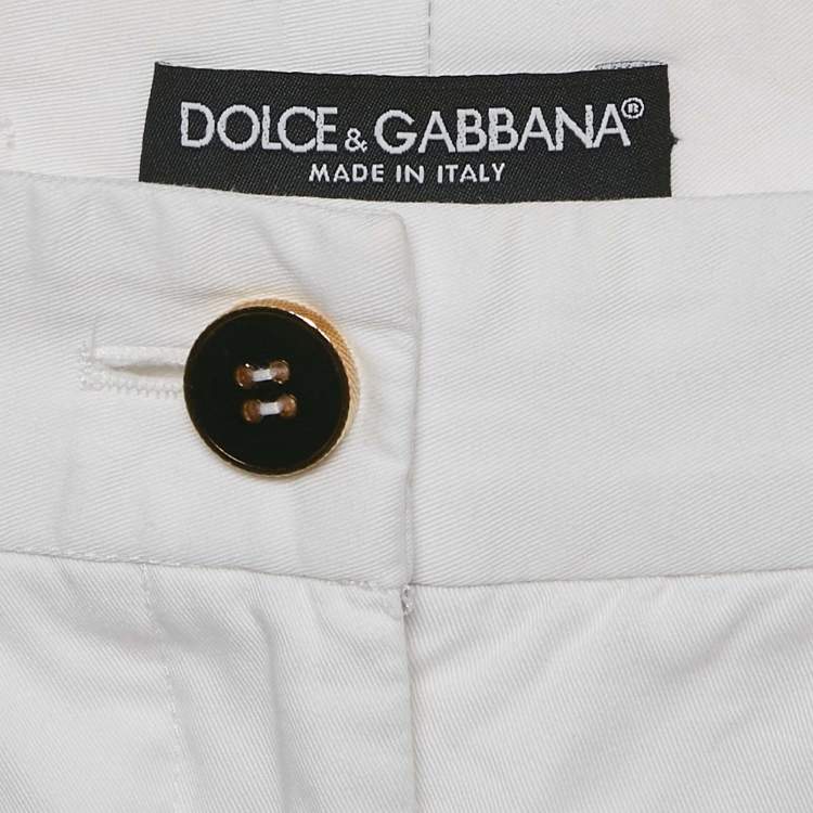 Pre Owned Dolce & Gabbana White Cotton Skinny Pants XS