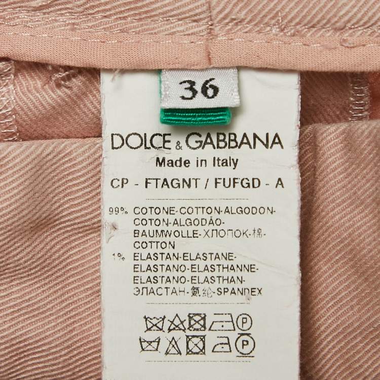 Pre Owned Dolce & Gabbana Pink Gabardine Skinny Trousers XS