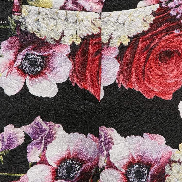 Pre Owned Dolce & Gabbana Multicolor Floral Print Jacquard Trousers S
