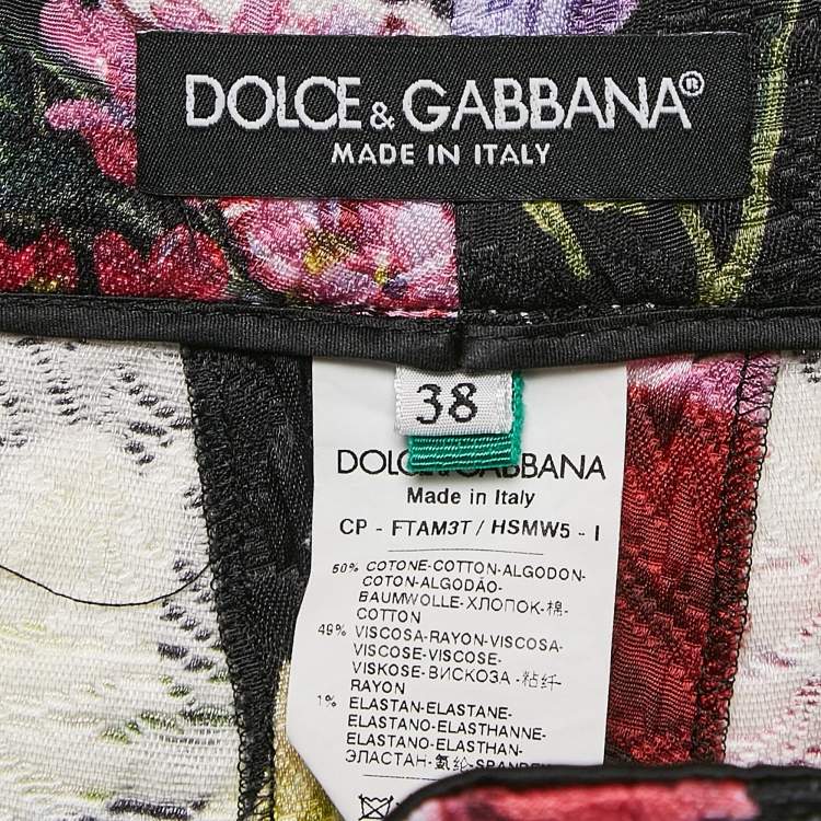 Pre Owned Dolce & Gabbana Multicolor Floral Print Jacquard Trousers S