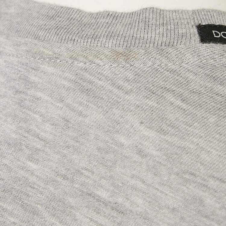 Pre Owned Dolce & Gabbana Grey Fake or Real Print Jersey T-Shirt XS