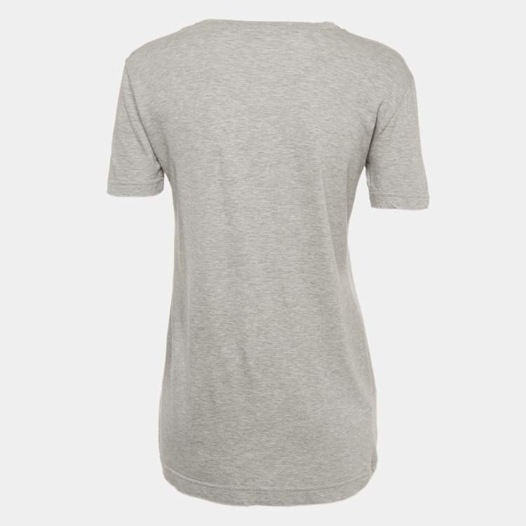 Pre Owned Dolce & Gabbana Grey Fake or Real Print Jersey T-Shirt XS