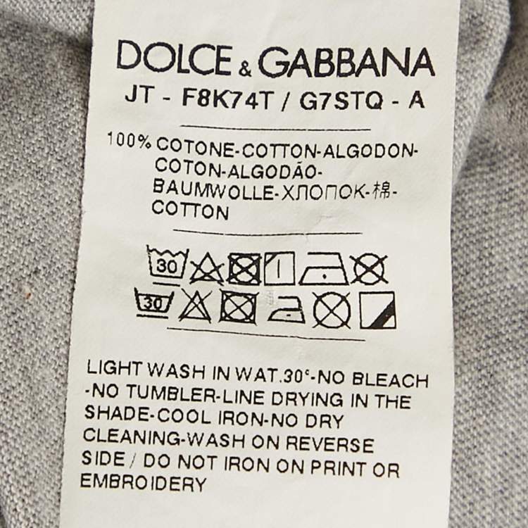 Pre Owned Dolce & Gabbana Grey Fake or Real Print Jersey T-Shirt XS