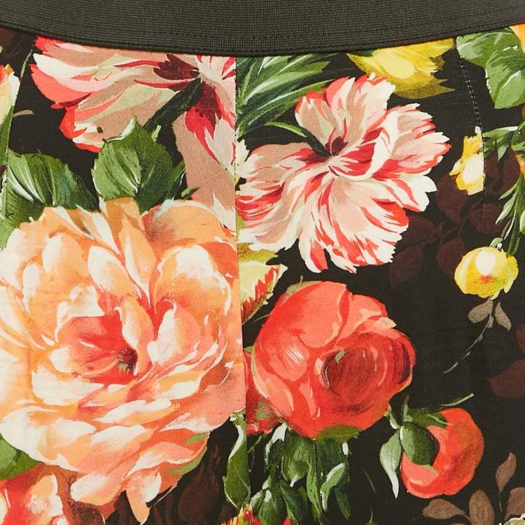Pre Owned Dolce & Gabbana Black Floral Crepe Trousers M