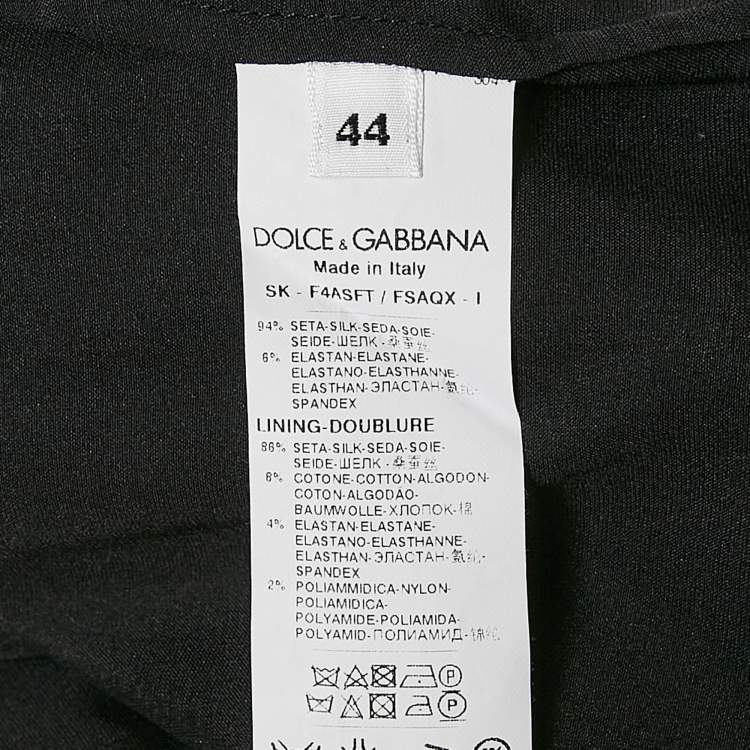Pre Owned Dolce & Gabbana Black/Red Floral Print Silk Flared Midi Skirt M