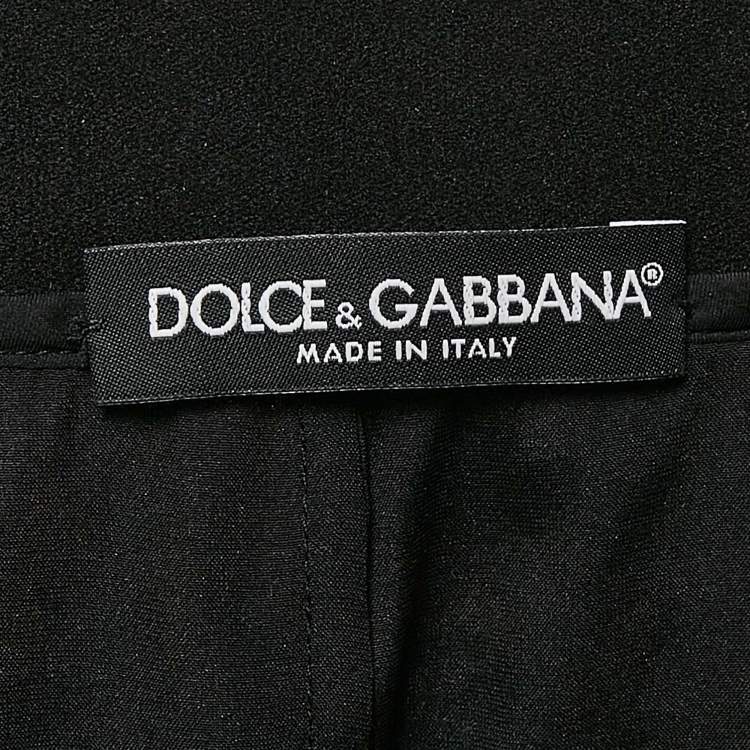 Pre Owned Dolce & Gabbana Black/Red Floral Print Silk Flared Midi Skirt M