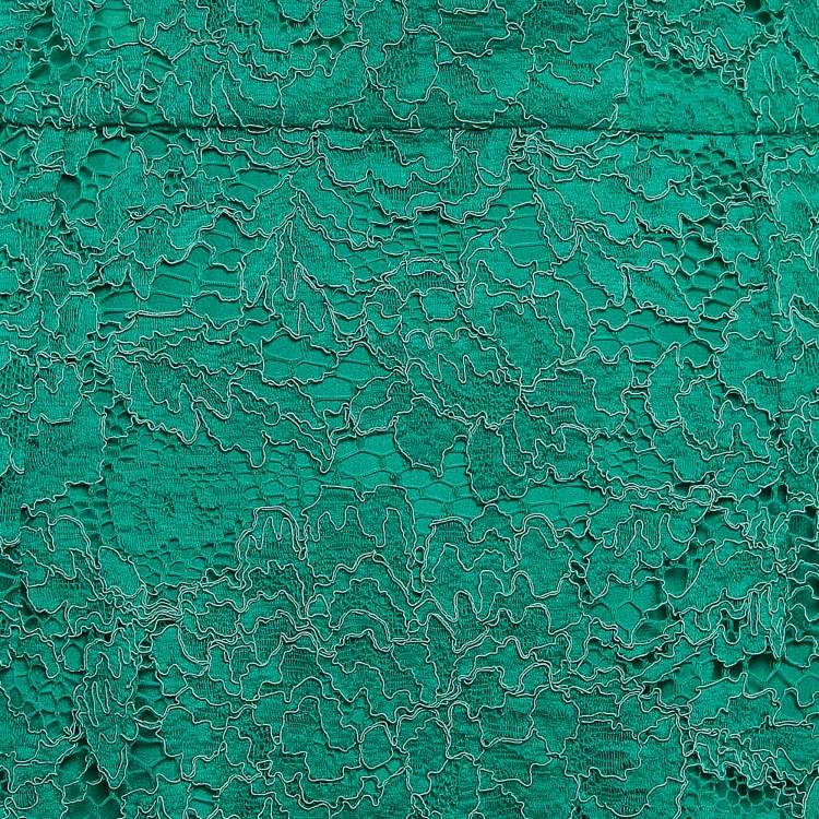 Pre Owned Dolce & Gabbana Green Lace Pencil Midi Skirt M