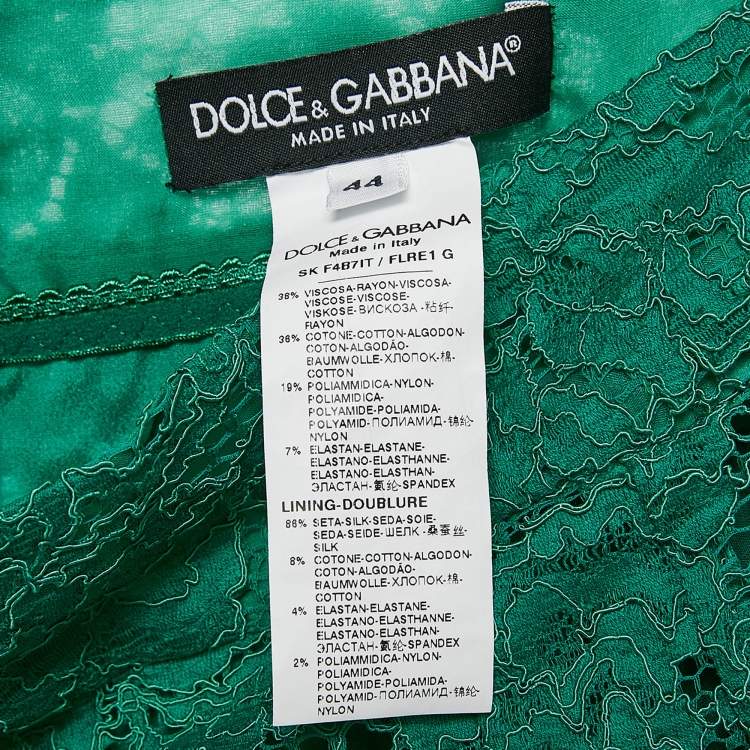 Pre Owned Dolce & Gabbana Green Lace Pencil Midi Skirt M