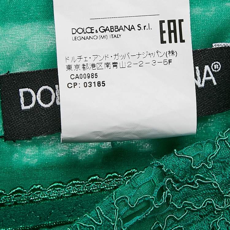 Pre Owned Dolce & Gabbana Green Lace Pencil Midi Skirt M