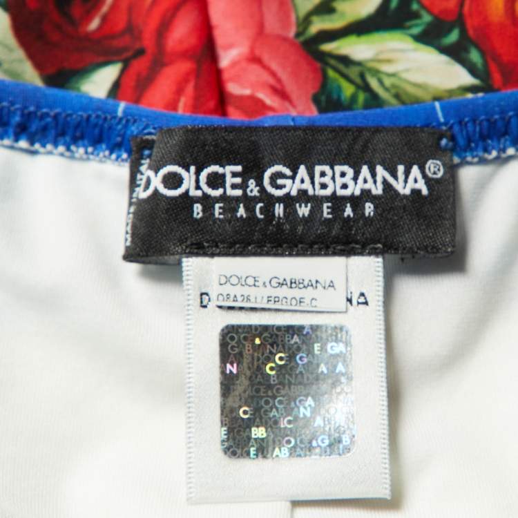 Pre Owned Dolce & Gabbana Beachwear Blue Majolica Print Jersey Bikini Set S 