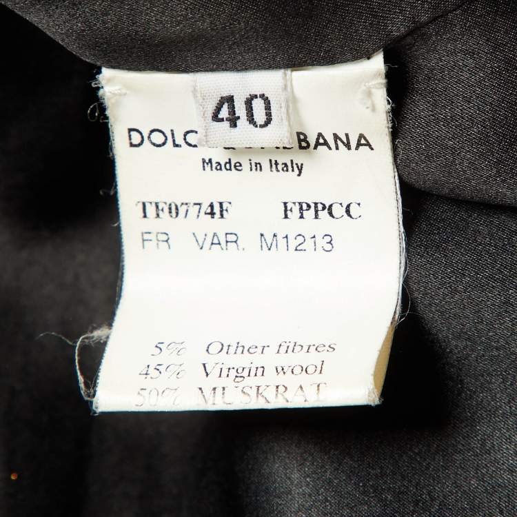 Pre Owned Dolce & Gabbana Black/Brown Fur & Wool Long Coat S