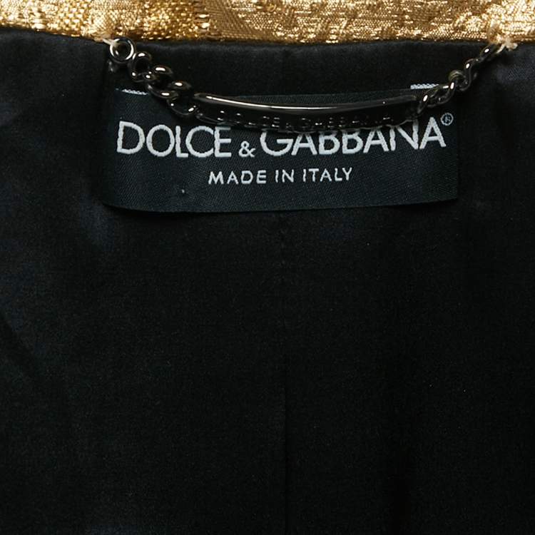 Pre Owned Dolce & Gabbana Gold Lurex Blend Jacquard Ruffled Blazer M