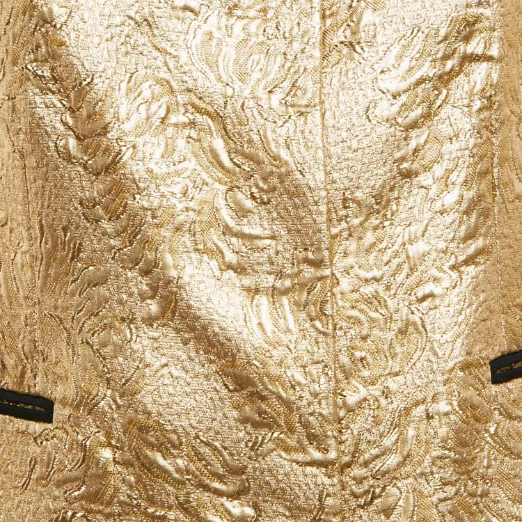 Pre Owned Dolce & Gabbana Gold Lurex Blend Jacquard Ruffled Blazer M