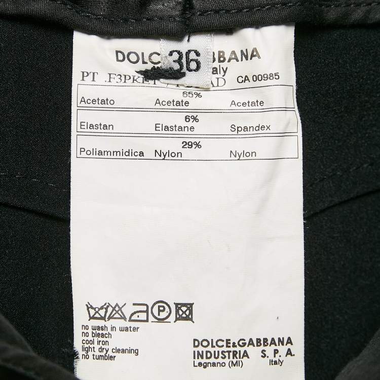 Pre Owned Dolce & Gabbana Black Satin Skinny Formal Trousers XS
