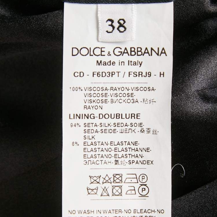 Pre Owned Dolce & Gabbana Black Floral Print Crepe Mini Dress S