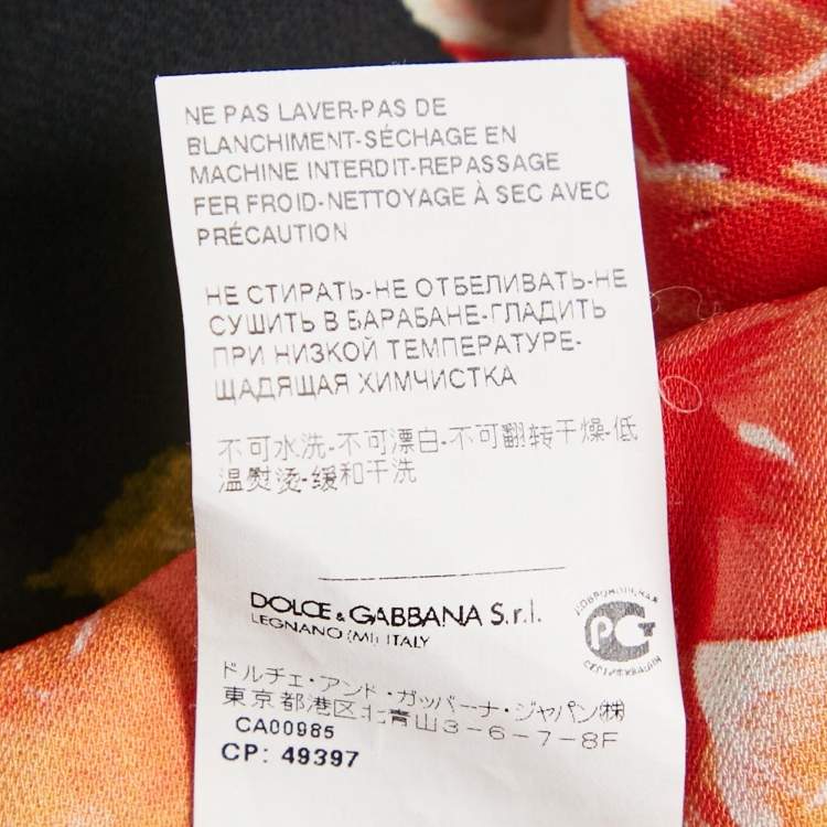 Pre Owned Dolce & Gabbana Black Floral Print Crepe Mini Dress S