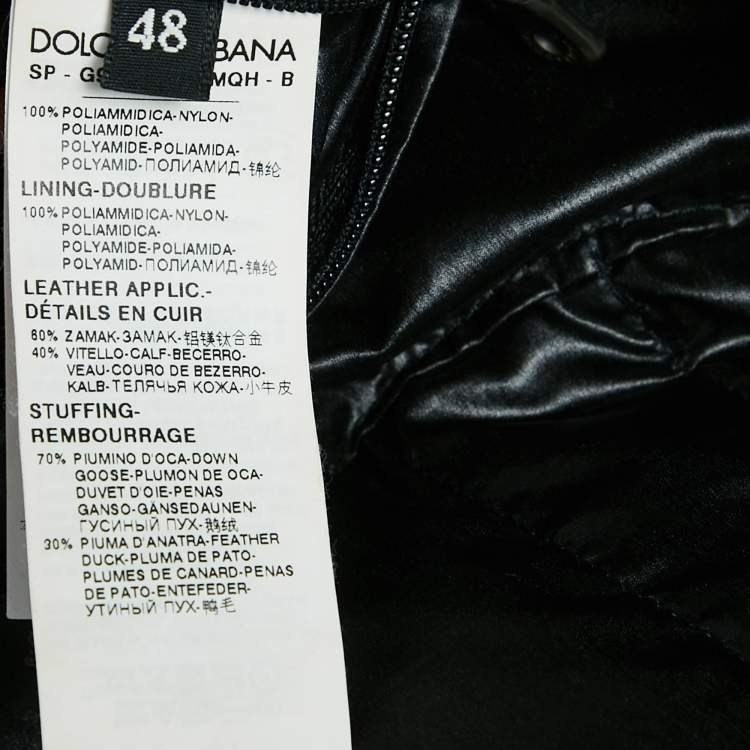Pre Owned Dolce & Gabbana Black Nylon Zip-Up Quilted Down Jacket L