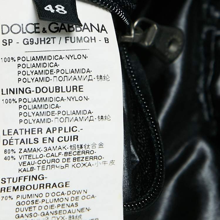 Pre Owned Dolce & Gabbana Black Nylon Zip-Up Quilted Down Jacket L