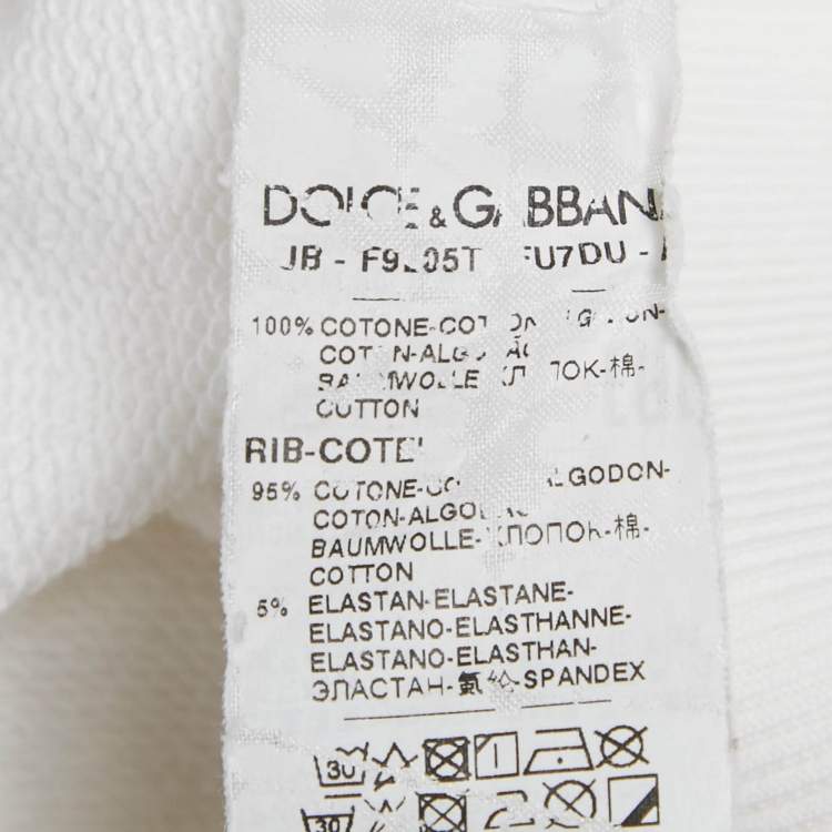 Pre Owned Dolce & Gabbana White Printed Cotton Crop Sweatshirt XS