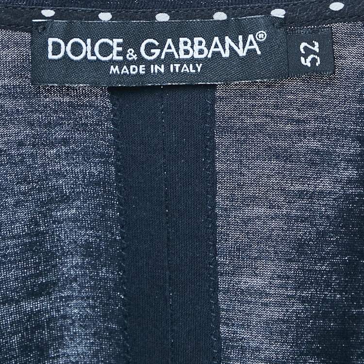 Pre Owned Dolce & Gabbana Navy Blue Leopard Applique Jersey T-Shirt XL