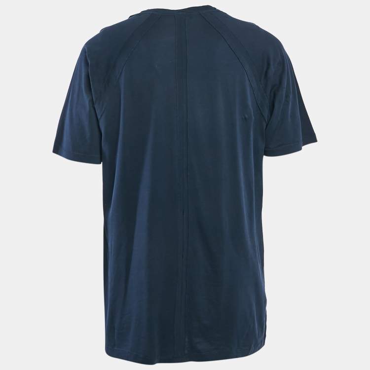 Pre Owned Dolce & Gabbana Navy Blue Leopard Applique Jersey T-Shirt XL