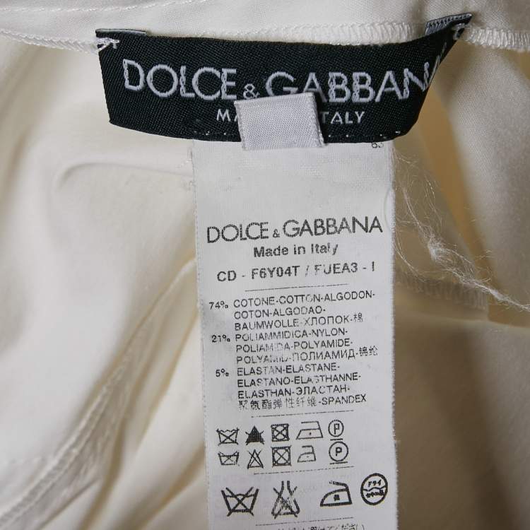 Pre Owned Dolce & Gabbana White Poplin Lace Overlay Detail Mini Dress M