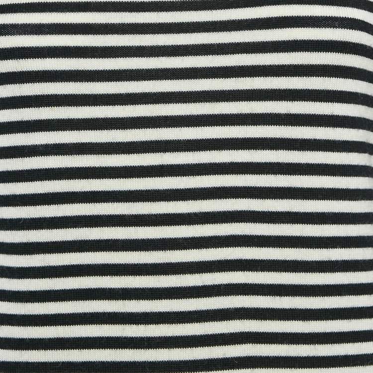 Pre Owned Dolce & Gabbana Black/White Stripe Long Sleeve Wool Sweater Top S