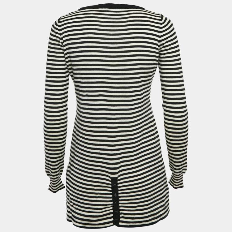Pre Owned Dolce & Gabbana Black/White Stripe Long Sleeve Wool Sweater Top S