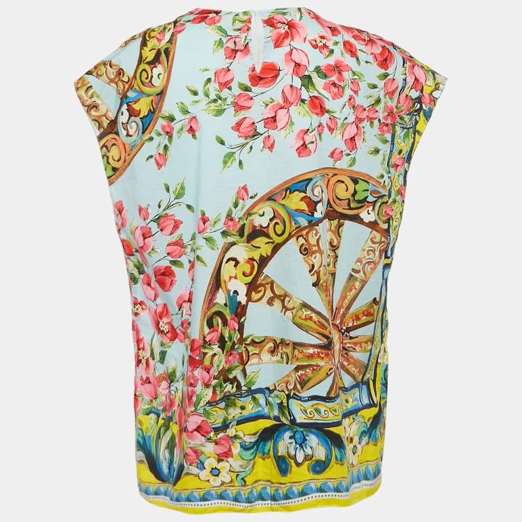 Pre Owned Dolce & Gabbana Multicolor Printed Cotton Top L