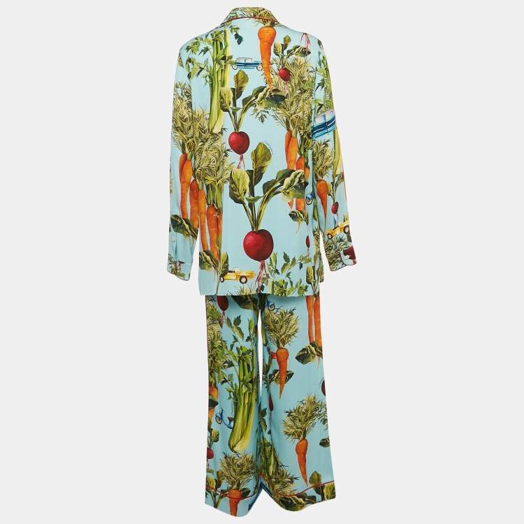 Pre Owned Dolce & Gabbana Multicolor Vegetable and Vehicle Print Pajama Top and Pants Set L/M