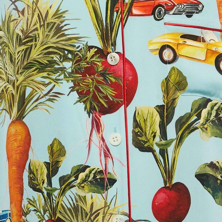 Pre Owned Dolce & Gabbana Multicolor Vegetable and Vehicle Print Pajama Top and Pants Set L/M