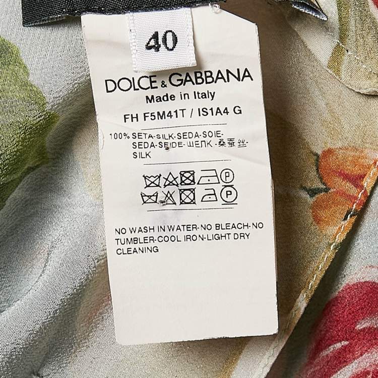 Pre Owned Dolce & Gabbana Multicolor Floral Print Ruffled Tie-Up Detail Crop Shirt S
