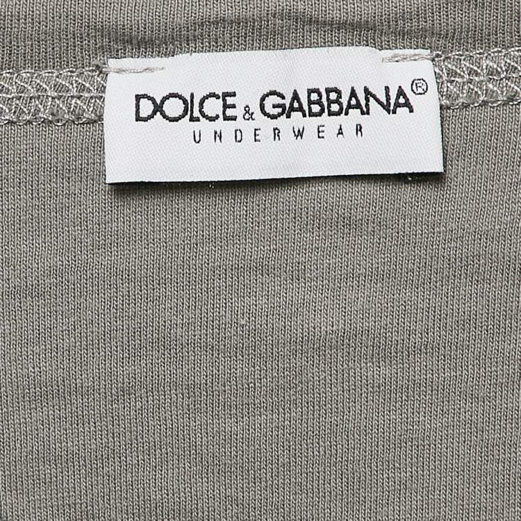 Pre Owned Dolce & Gabbana Underwear Grey Cotton V Neck Short Sleeve T-Shirt L