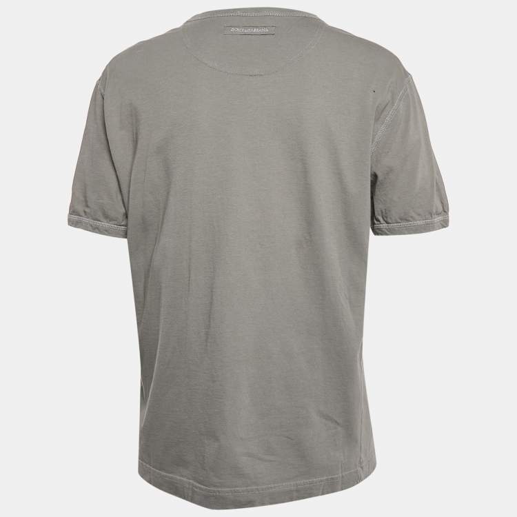 Pre Owned Dolce & Gabbana Underwear Grey Cotton V Neck Short Sleeve T-Shirt L