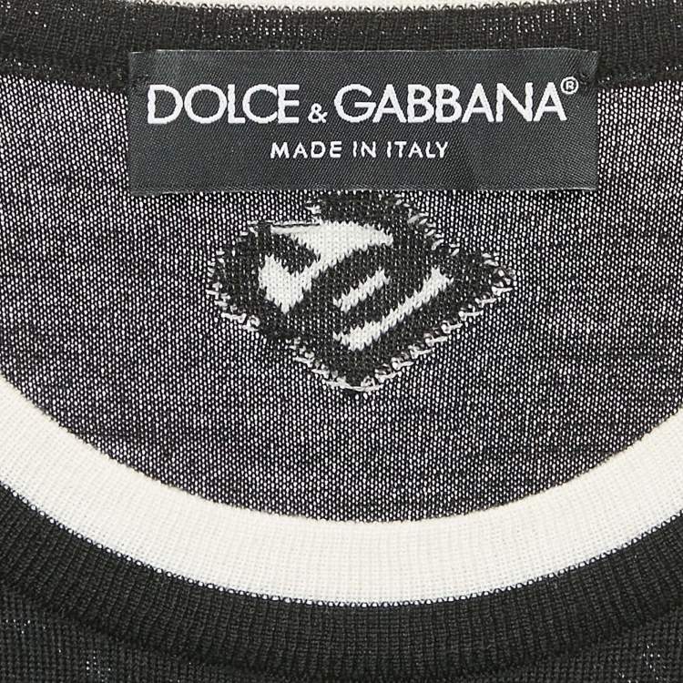 Pre Owned Dolce & Gabbana Black DG Intarsia Knit Sleeveless Top XL